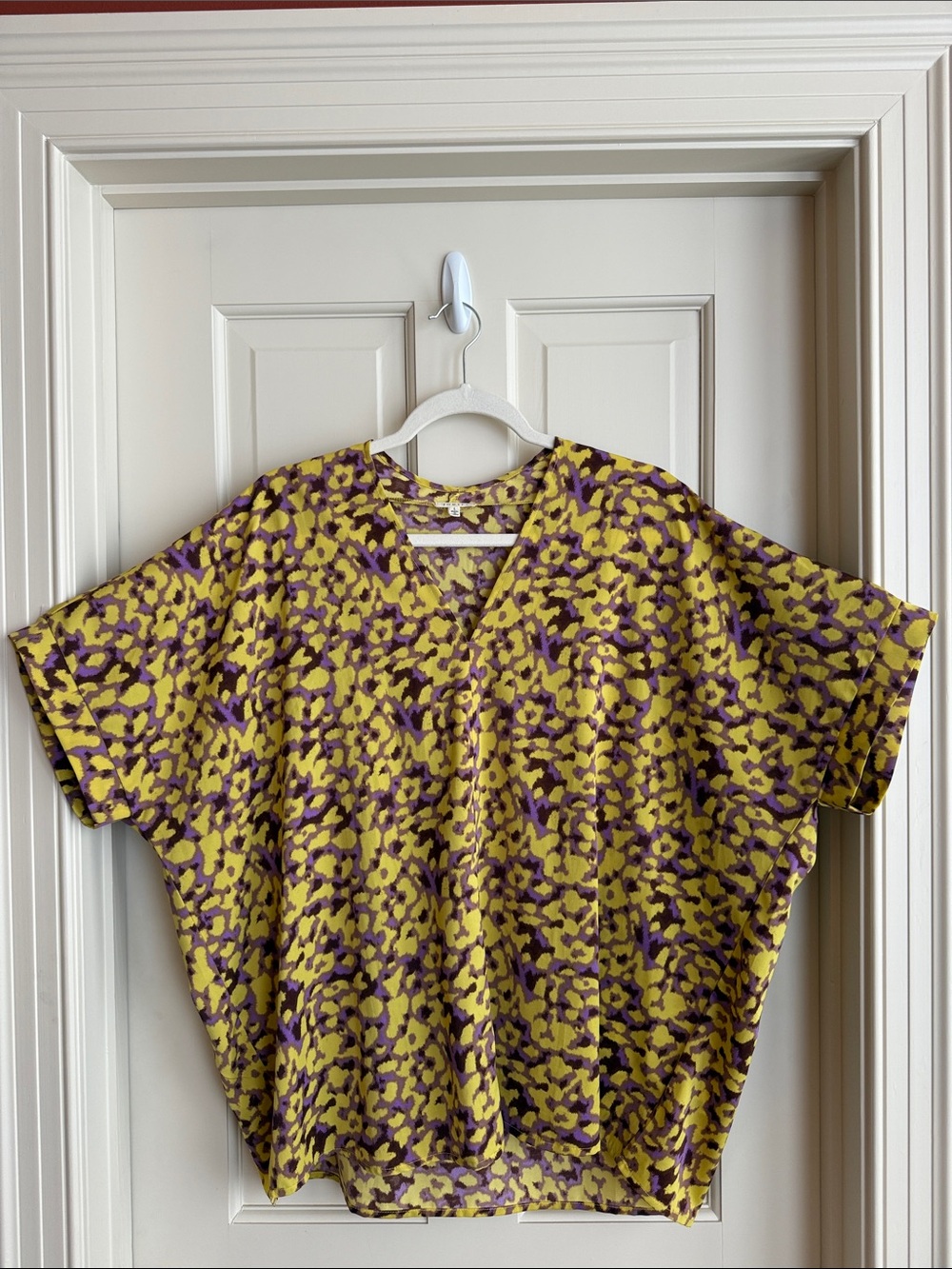 JODIFL Yellow and Purple V-Neck Short Sleeve Tunic